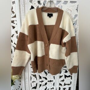 Lumiere Brown and Cream Striped Cardigan